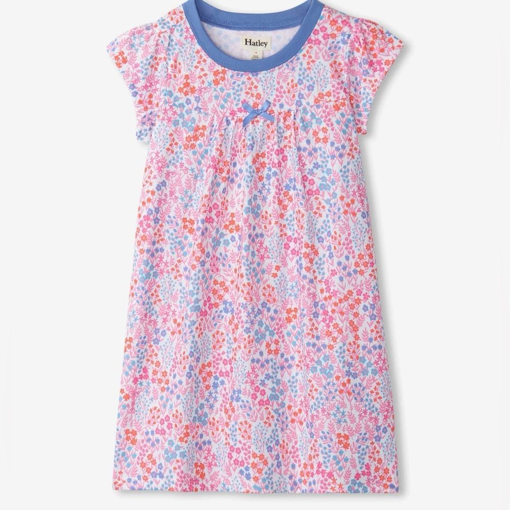 Hatley Girls Lightweight Colorful Ditsy Floral Short Sleeve Nightgown. 7.
